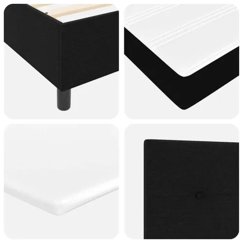 Box spring krevet s LED trakama Crna 140 x 200 cm tkanina - Crna 140 x 200 cm Prošiveno gumbima Cijena