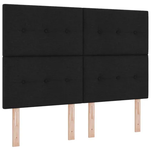 Box spring krevet s LED trakama Crna 140 x 200 cm tkanina - Crna 140 x 200 cm Prošiveno gumbima Cijena