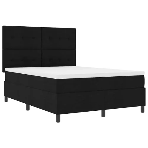 Box spring krevet s LED trakama Crna 140 x 200 cm tkanina - Crna 140 x 200 cm Prošiveno gumbima Cijena