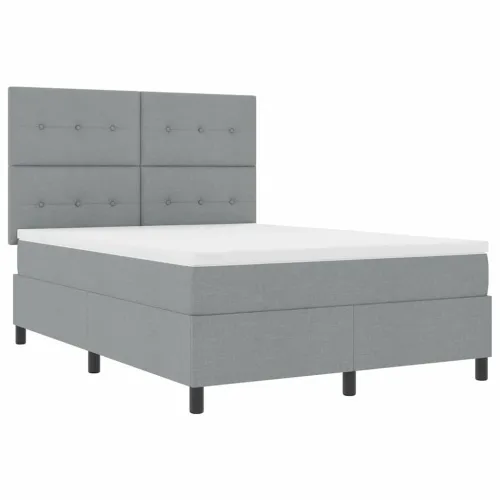 Box spring krevet Svjetlosiva 160 x 200 cm tkanina - Svjetlosiva 160 x 200 cm Prošiveno gumbima Cijena