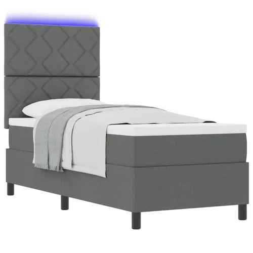 Box spring krevet Tamno siva 80 x 200 cm tkanina - Tamno siva 80 x 200 cm Dizajn s rombovima Cijena