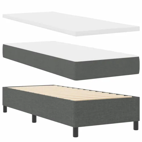 Box spring krevet Tamno siva 80 x 200 cm tkanina - Tamno siva 80 x 200 cm Dizajn s rombovima Cijena