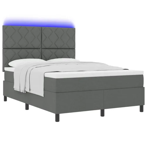 Box spring krevet Tamno siva 160 x 200 cm tkanina - Tamno siva 160 x 200 cm Dizajn s rombovima Cijena