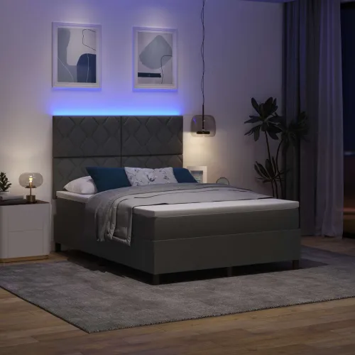 Box spring krevet Tamno siva 160 x 200 cm tkanina - Tamno siva 160 x 200 cm Dizajn s rombovima Cijena