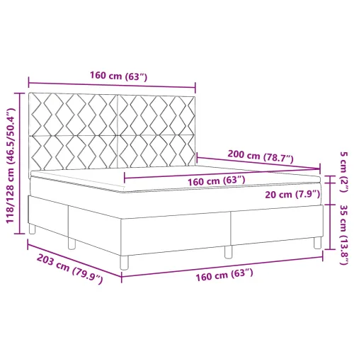 Box spring krevet Tamno siva 160 x 200 cm tkanina - Tamno siva 160 x 200 cm Dizajn s rombovima Cijena