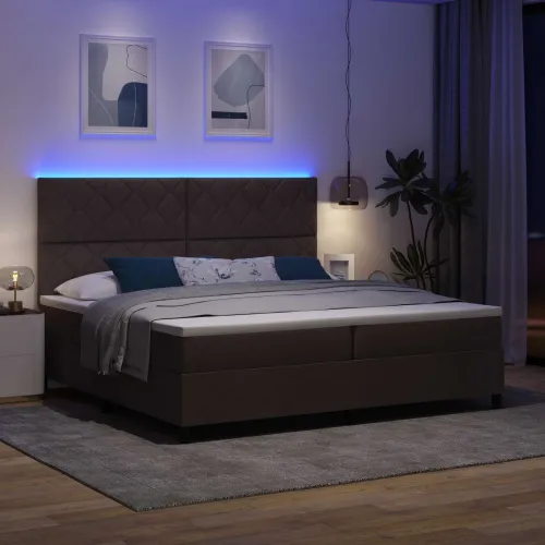 Box spring krevet Tamno smeđa 200 x 200 cm tkanina - Tamno smeđa 200 x 200 cm Dizajn dijamantskog bloka Cijena