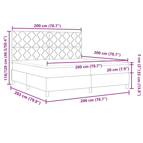 Box spring krevet Tamno smeđa 200 x 200 cm tkanina - Tamno smeđa 200 x 200 cm Dizajn dijamantskog bloka Cijena