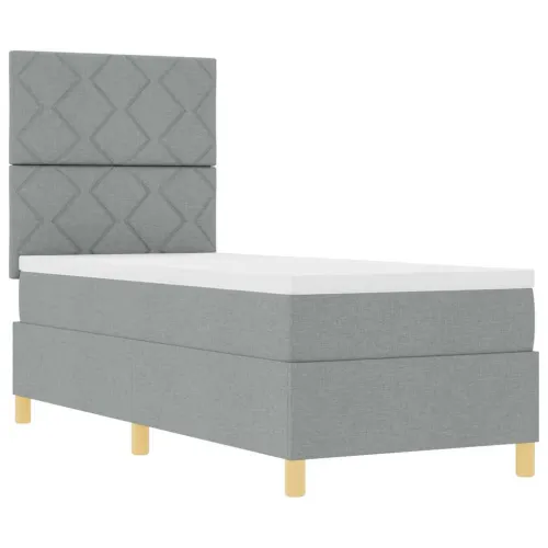 LED Box Spring Krevet Svijetlo siva 80 x 200 cm tkanina - Svjetlosiva 80 x 200 cm Dizajn s rombovima Cijena