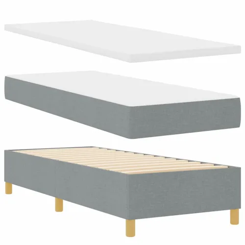 LED Box Spring Krevet Svijetlo siva 80 x 200 cm tkanina - Svjetlosiva 80 x 200 cm Dizajn s rombovima Cijena