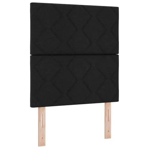 LED Box Spring Krevet s uzglavljem Crna 80 x 200 cm tkanina - Crna 80 x 200 cm Dizajn s rombovima Cijena