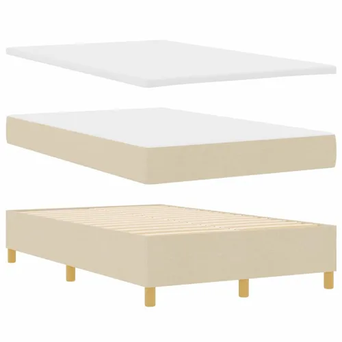 LED Box Spring Krevet s uzglavljem Krema 120 x 190 cm tkanina - Krema 120 x 190 cm Dizajn s rombovima Cijena