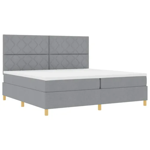 LED Box Spring Krevet Svijetlo siva 200 x 200 cm tkanina - Svjetlosiva 200 x 200 cm Dizajn s rombovima Cijena