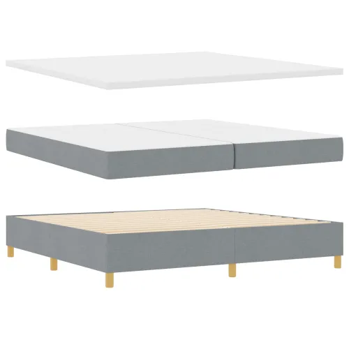 LED Box Spring Krevet Svijetlo siva 200 x 200 cm tkanina - Svjetlosiva 200 x 200 cm Dizajn s rombovima Cijena