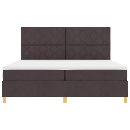 LED Box Spring Krevet Tamno smeđa 200 x 200 cm tkanina - Tamno smeđa 200 x 200 cm Dizajn s rombovima Cijena
