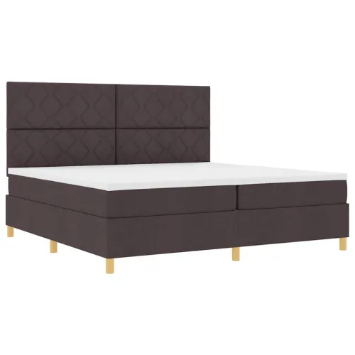 LED Box Spring Krevet Tamno smeđa 200 x 200 cm tkanina - Tamno smeđa 200 x 200 cm Dizajn s rombovima Cijena