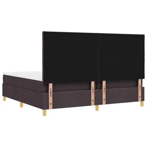 LED Box Spring Krevet Tamno smeđa 200 x 200 cm tkanina - Tamno smeđa 200 x 200 cm Dizajn s rombovima Cijena