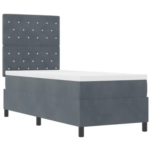 LED Box Spring Krevet s madracem Tamno siva 80 x 200 cm tkanina - Tamno siva 80 x 200 cm Kristal s dugmadima Cijena