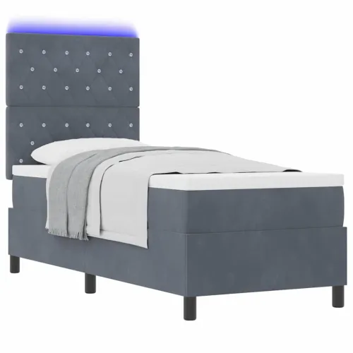LED Box Spring Krevet s madracem Tamno siva 80 x 200 cm tkanina - Tamno siva 80 x 200 cm Kristal s dugmadima Cijena