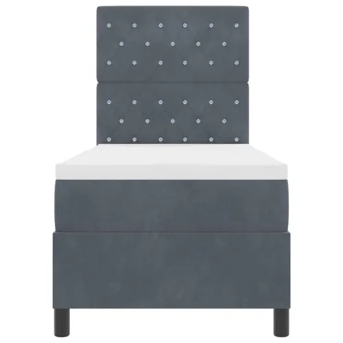 LED Box Spring Krevet s madracem Tamno siva 80 x 200 cm tkanina - Tamno siva 80 x 200 cm Kristal s dugmadima Cijena