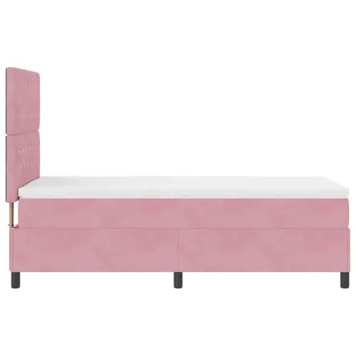 LED Box Spring Krevet s madracem Ružičasta 90 x 190 cm Baršun - Ružičasta 90 x 190 cm Kristal s dugmadima Cijena