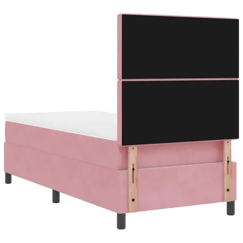 LED Box Spring Krevet s madracem Ružičasta 90 x 190 cm Baršun - Ružičasta 90 x 190 cm Kristal s dugmadima Cijena