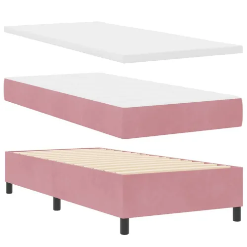 LED Box Spring Krevet s madracem Ružičasta 90 x 190 cm Baršun - Ružičasta 90 x 190 cm Kristal s dugmadima Cijena