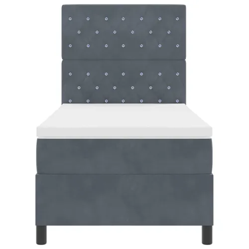 LED Box Spring Krevet s madracem Tamno siva 90 x 200 cm Baršun - Tamno siva 90 x 200 cm Kristal s dugmadima Cijena