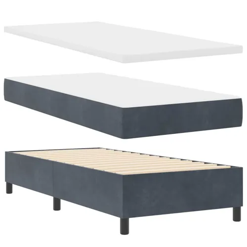 LED Box Spring Krevet s madracem Tamno siva 90 x 200 cm Baršun - Tamno siva 90 x 200 cm Kristal s dugmadima Cijena