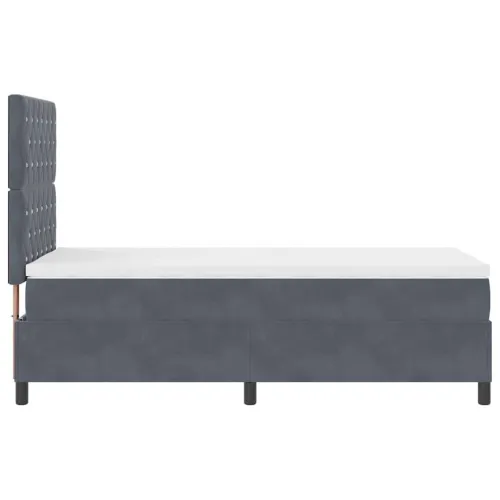 LED Box Spring Krevet s madracem Tamno siva 90 x 200 cm Baršun - Tamno siva 90 x 200 cm Kristal s dugmadima Cijena