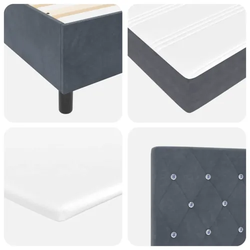 LED Box Spring Krevet s madracem Tamno siva 90 x 200 cm Baršun - Tamno siva 90 x 200 cm Kristal s dugmadima Cijena