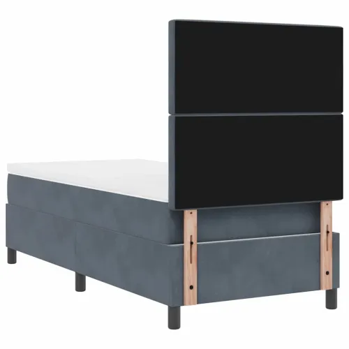 LED Box Spring Krevet s madracem Tamno siva 90 x 200 cm Baršun - Tamno siva 90 x 200 cm Kristal s dugmadima Cijena