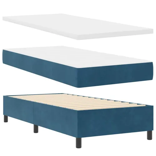 LED Box Spring Krevet s madracem Tamno plava 90 x 200 cm Baršun - Tamno plava 90 x 200 cm Kristal s dugmadima Cijena
