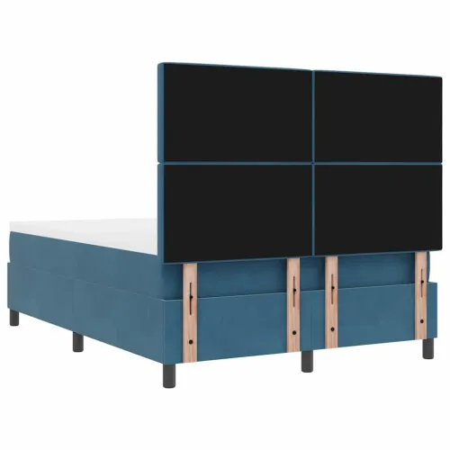 LED Box Spring Krevet Tamno plava 140 x 190 cm Baršun - Tamno plava 140 x 190 cm Kristal s dugmadima Cijena