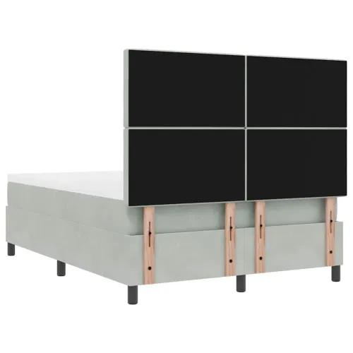 LED Box Spring Krevet Svijetlo siva 160 x 200 cm Baršun - Svjetlosiva 160 x 200 cm Kristal s dugmadima Cijena