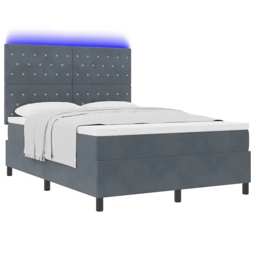 LED Box Spring Krevet s madracem Tamno siva 160 x 200 cm Baršun - Tamno siva 160 x 200 cm Kristal s dugmadima Cijena
