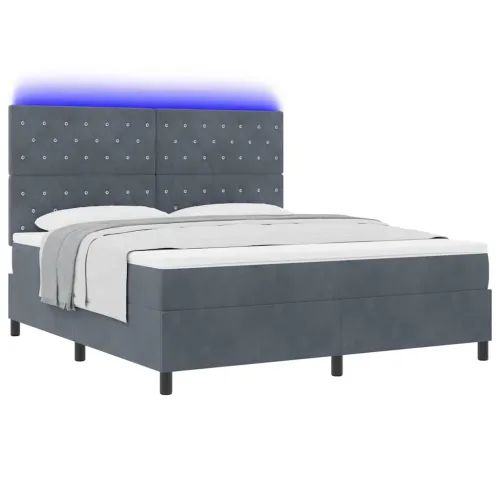 LED Box Spring Krevet s madracem Tamno siva 180 x 200 cm Baršun - Tamno siva 180 x 200 cm Kristal s dugmadima Cijena