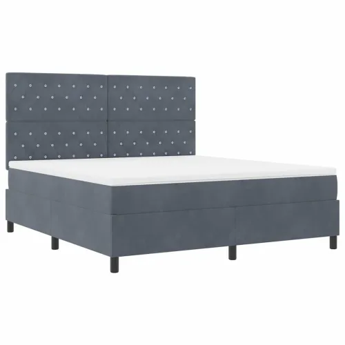 LED Box Spring Krevet s madracem Tamno siva 180 x 200 cm Baršun - Tamno siva 180 x 200 cm Kristal s dugmadima Cijena