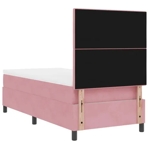 LED Box Spring Krevet s uzglavljem Ružičasta 90 x 190 cm Baršun - Ružičasta 90 x 190 cm Prošiveno gumbima Cijena