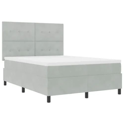 LED Box Spring Krevet Svijetlo siva 160 x 200 cm Baršun - Svjetlosiva 160 x 200 cm Prošiveno gumbima Cijena