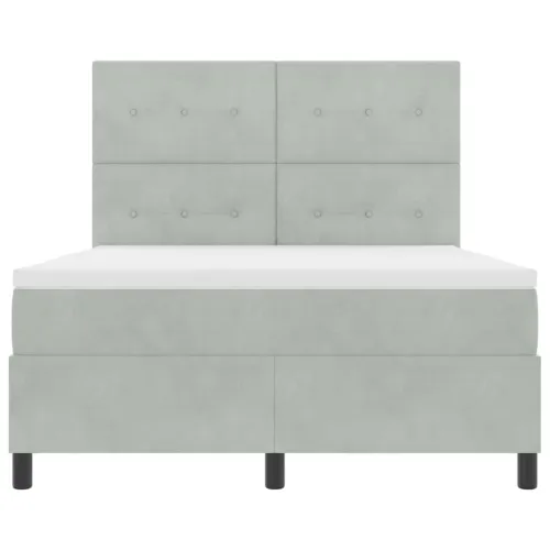 LED Box Spring Krevet Svijetlo siva 160 x 200 cm Baršun - Svjetlosiva 160 x 200 cm Prošiveno gumbima Cijena
