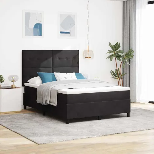 LED Box Spring Krevet s uzglavljem Crna 160 x 200 cm Baršun - Crna 160 x 200 cm Prošiveno gumbima Cijena