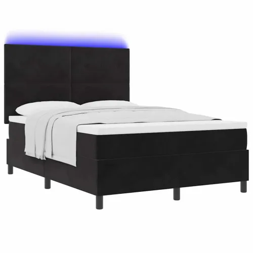 LED Box Spring Krevet s uzglavljem Crna 160 x 200 cm Baršun - Crna 160 x 200 cm Prošiveno gumbima Cijena