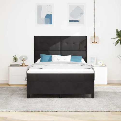 LED Box Spring Krevet s uzglavljem Crna 160 x 200 cm Baršun - Crna 160 x 200 cm Prošiveno gumbima Cijena