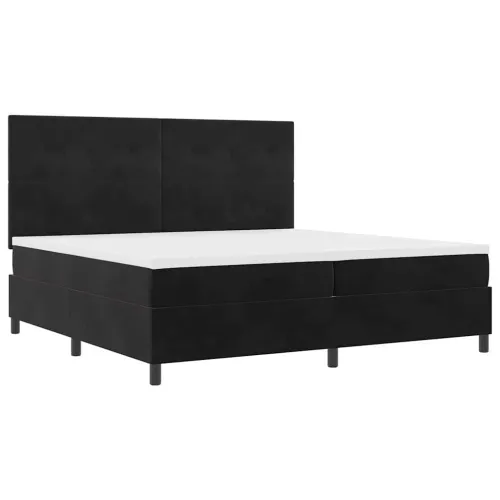 LED Box Spring Krevet s uzglavljem Crna 200 x 200 cm Baršun - Crna 200 x 200 cm Prošiveno gumbima Cijena