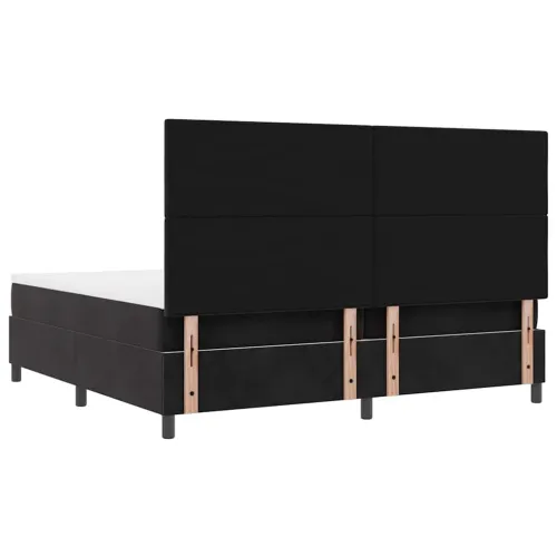 LED Box Spring Krevet s uzglavljem Crna 200 x 200 cm Baršun - Crna 200 x 200 cm Prošiveno gumbima Cijena