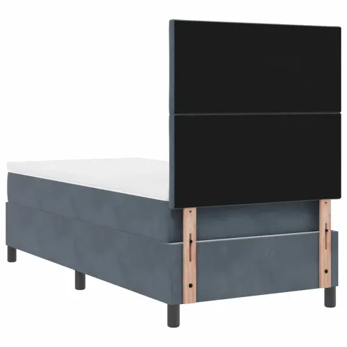 LED Box Spring Krevet Tamno siva 90 x 200 cm Baršun - Tamno siva 90 x 200 cm Dizajn s rombovima Cijena