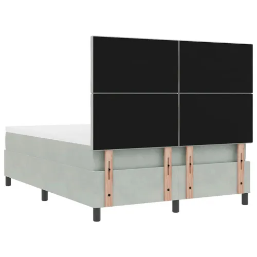 LED Box Spring Krevet Svijetlo siva 140 x 200 cm Baršun - Svjetlosiva 140 x 200 cm Dizajn s rombovima Cijena