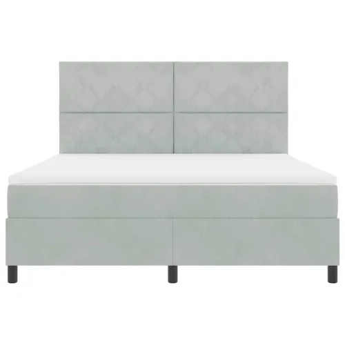 LED Box Spring Krevet Svijetlo siva 180 x 200 cm Baršun - Svjetlosiva 180 x 200 cm Dizajn s rombovima Cijena