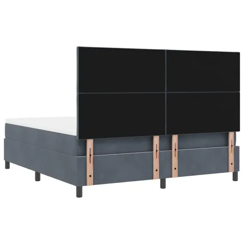 LED Box Spring Krevet Tamno siva 180 x 200 cm Baršun - Tamno siva 180 x 200 cm Dizajn s rombovima Cijena
