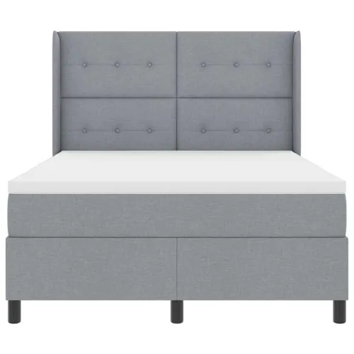 LED Box Spring Krevet Svijetlo siva 160 x 200 cm tkanina - Svjetlosiva 160 x 200 cm Prošiveno gumbima Cijena